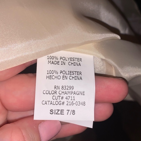 Champagne strapless formal dress with jeweled detail - Picture 8 of 15